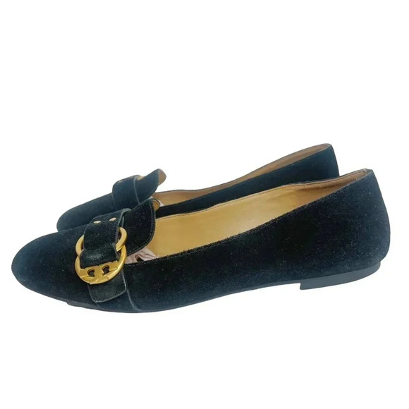 Tory Burch Marsden Suede Smoking Loafer in Black Women's Size 8.5 - Picture 2 of 10